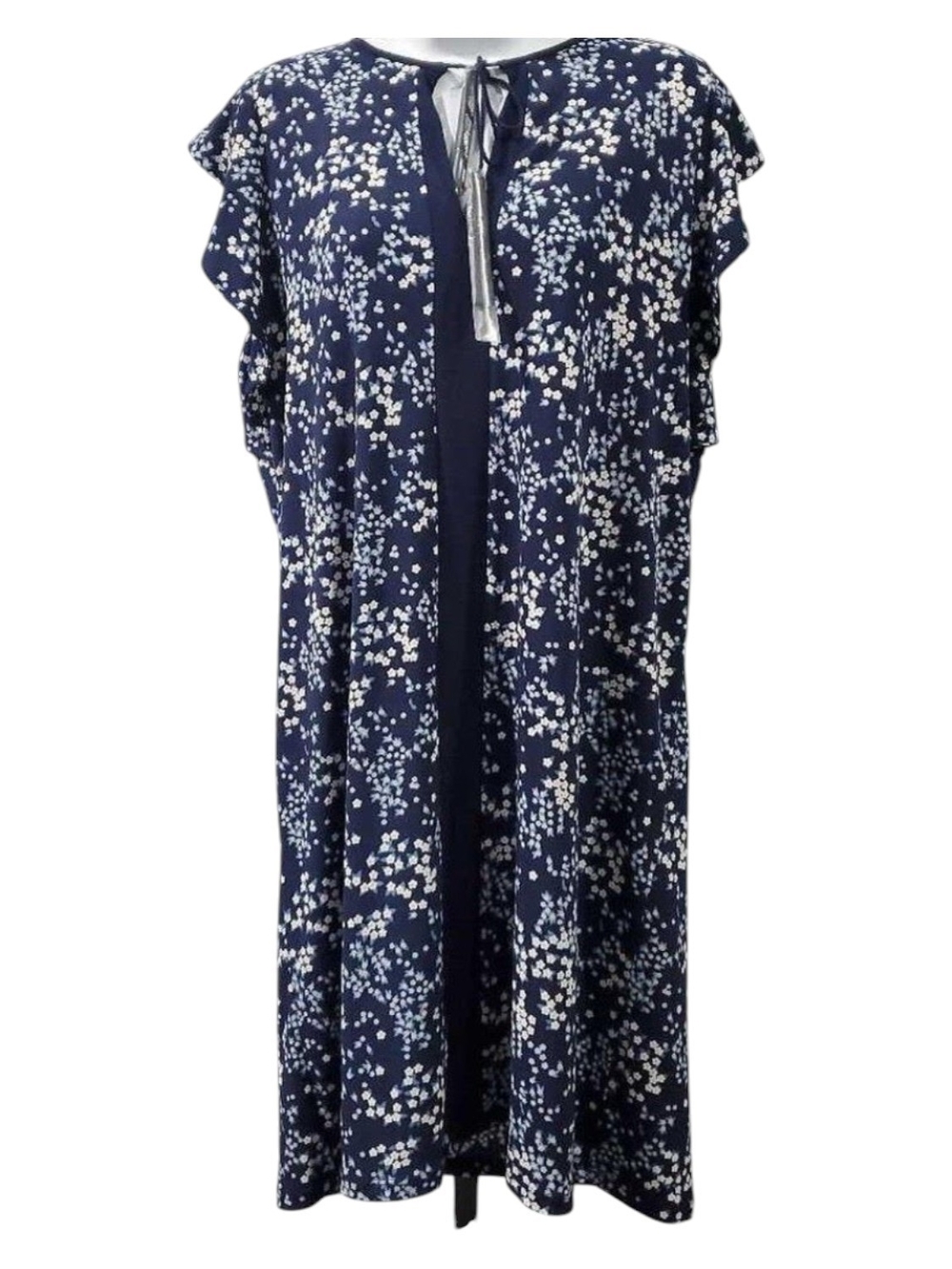 MICHAEL Michael Kors NWT Navy White Floral Knee Length Flutter Sleeve Dress